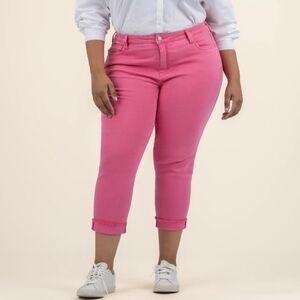 Kut From The Kloth Pink Crop Straight Leg Denim Jeans
